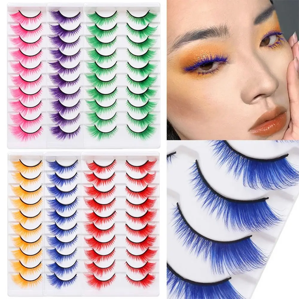 Eyelash Extension Cat Eye - 10 Pairs Dramatic Look Colored Lashes