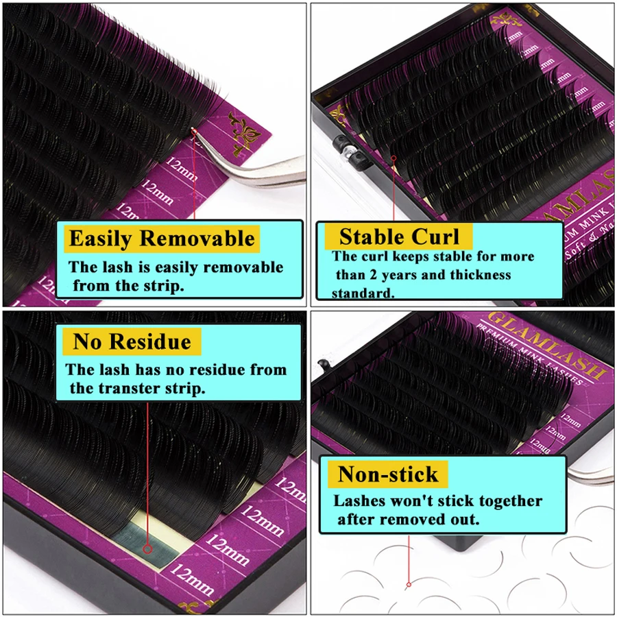 GLAMLASH wholesale 16Rows High - Eyelash Extension Single Lash ulasan dan harga